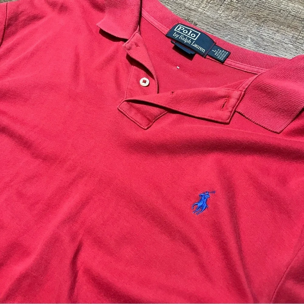 Ralph Lauren Red Polo Shirt with Button Collar‎